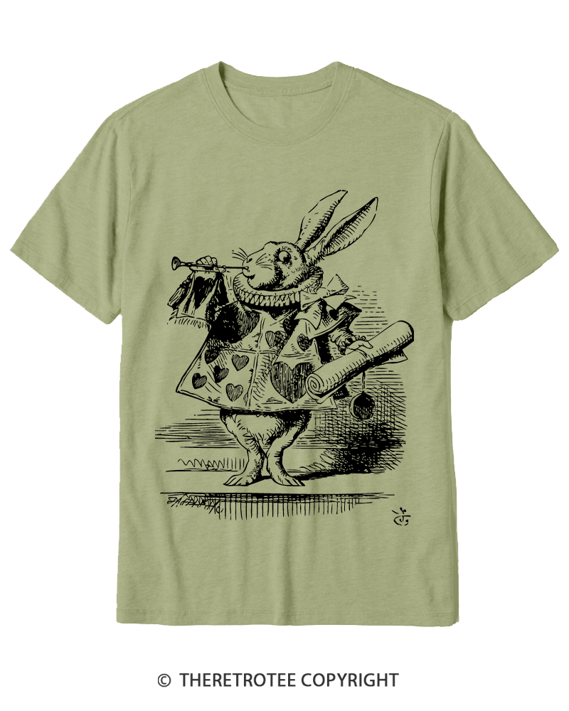 TheRetroTee Vintage 1865s White Rabbit Easter Cotton T-Shirt