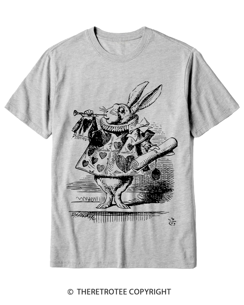 TheRetroTee Vintage 1865s White Rabbit Easter Cotton T-Shirt