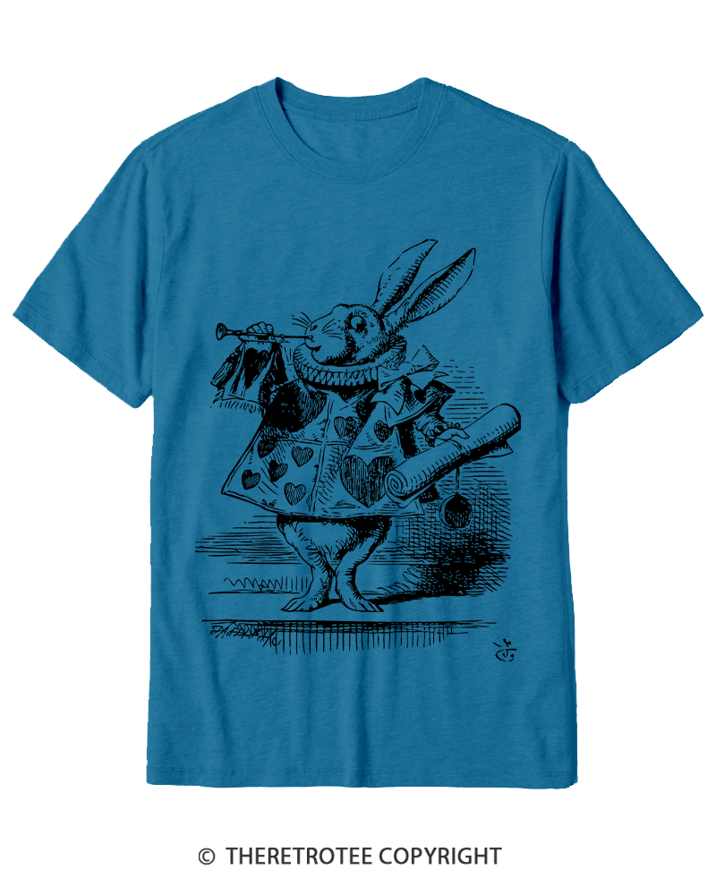 TheRetroTee Vintage 1865s White Rabbit Easter Cotton T-Shirt