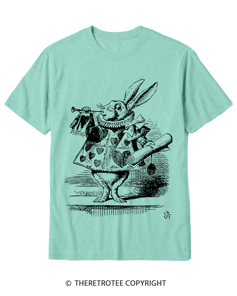 TheRetroTee Vintage 1865s White Rabbit Easter Cotton T-Shirt