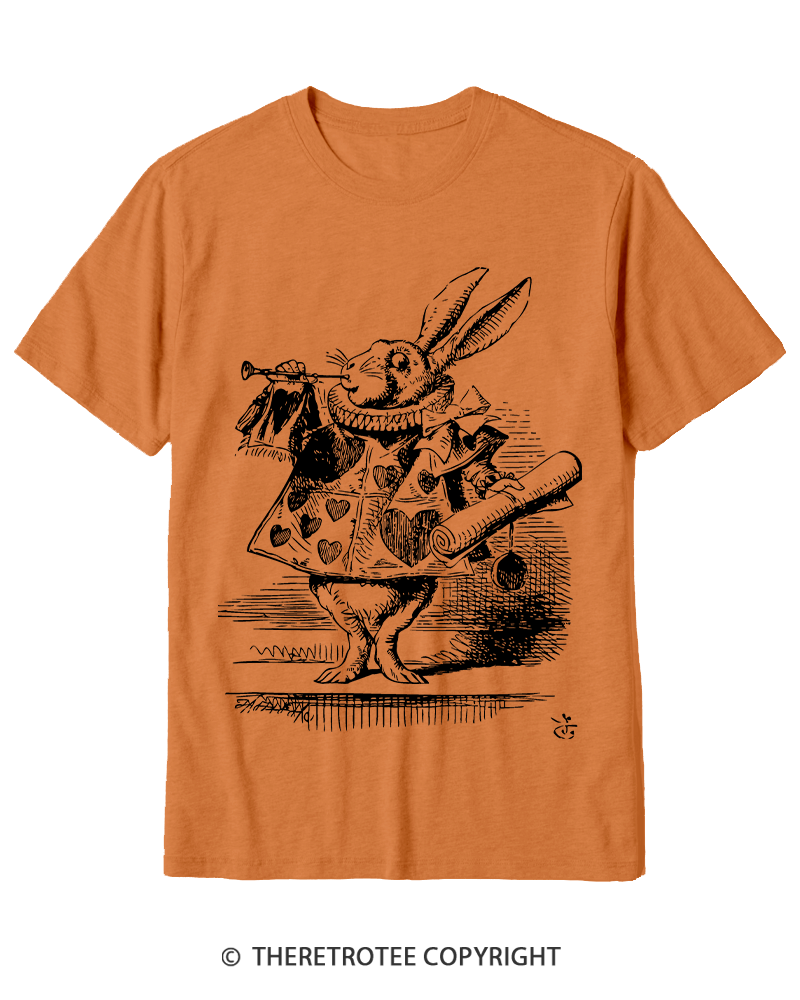 TheRetroTee Vintage 1865s White Rabbit Easter Cotton T-Shirt