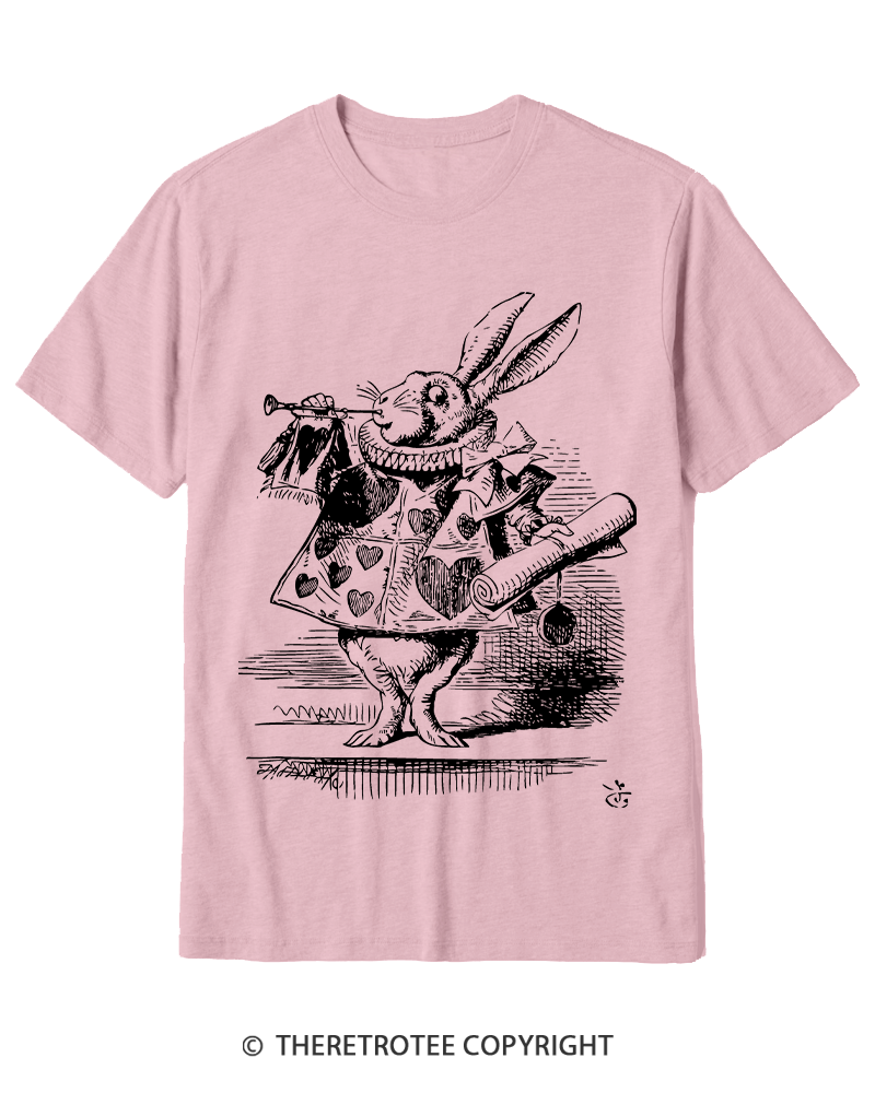 TheRetroTee Vintage 1865s White Rabbit Easter Cotton T-Shirt