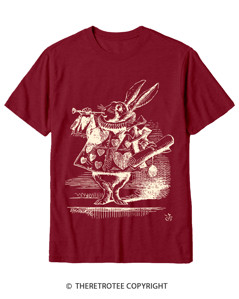 TheRetroTee Vintage 1865s White Rabbit Easter Cotton T-Shirt