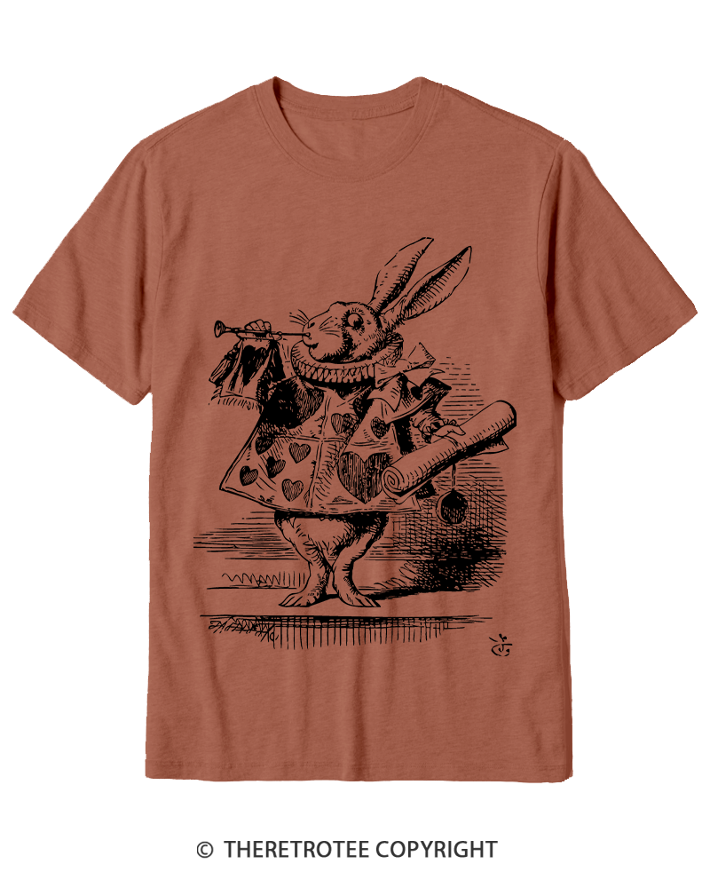 TheRetroTee Vintage 1865s White Rabbit Easter Cotton T-Shirt