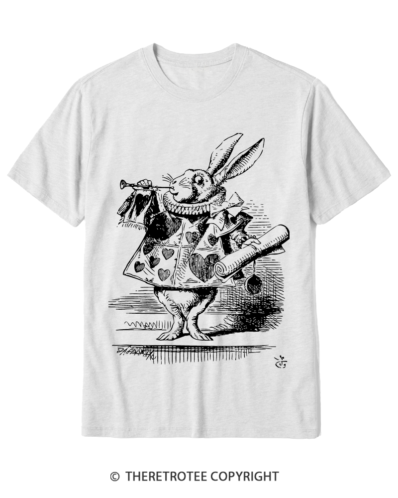 TheRetroTee Vintage 1865s White Rabbit Easter Cotton T-Shirt
