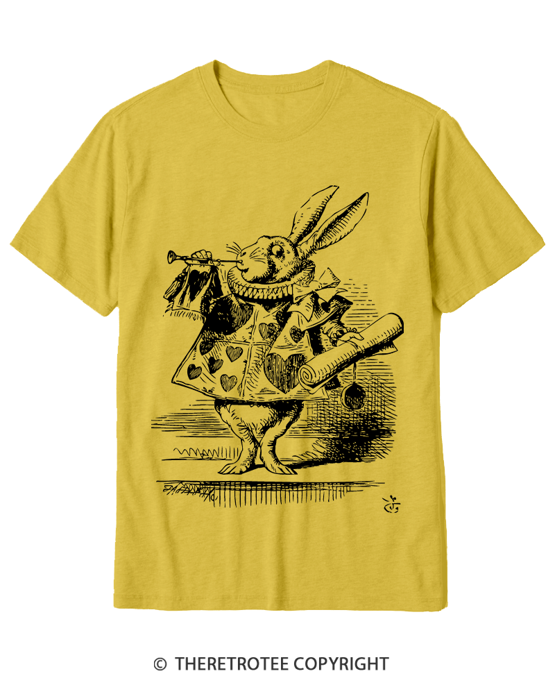 TheRetroTee Vintage 1865s White Rabbit Easter Cotton T-Shirt