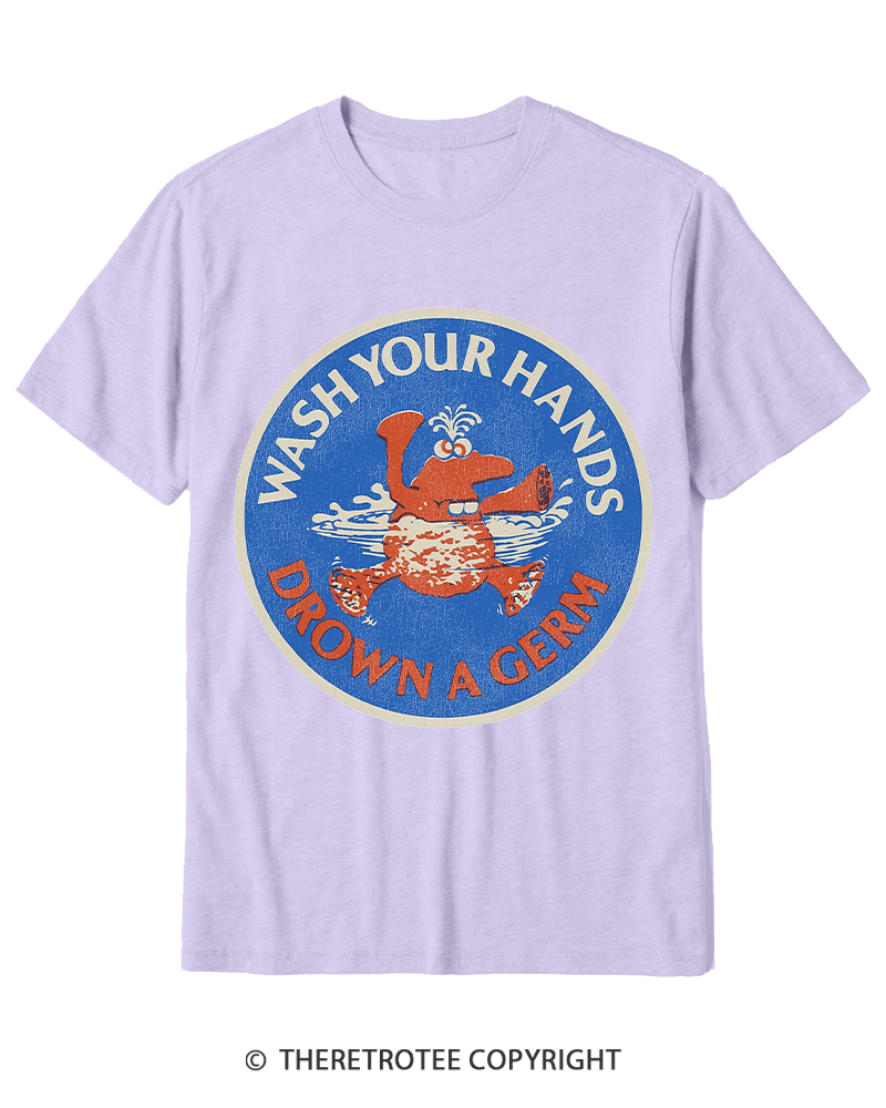 TheRetroTee Wash Your Hands Drown A Germ 1970s Cotton T-Shirt