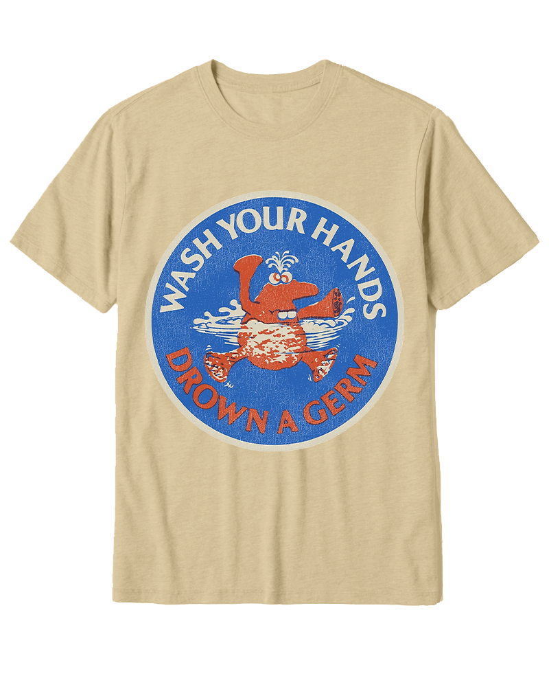 TheRetroTee Wash Your Hands Drown A Germ 1970s Cotton T-Shirt