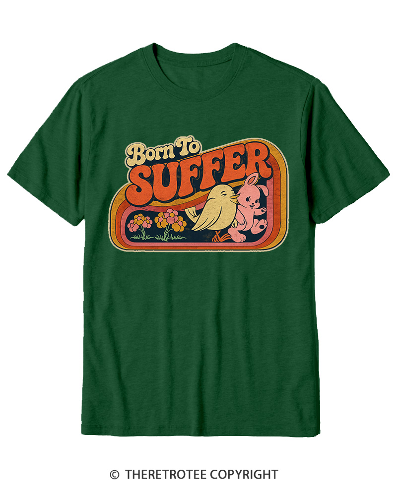 TheRetroTee Born to Suffer 1970s Cotton T-Shirt