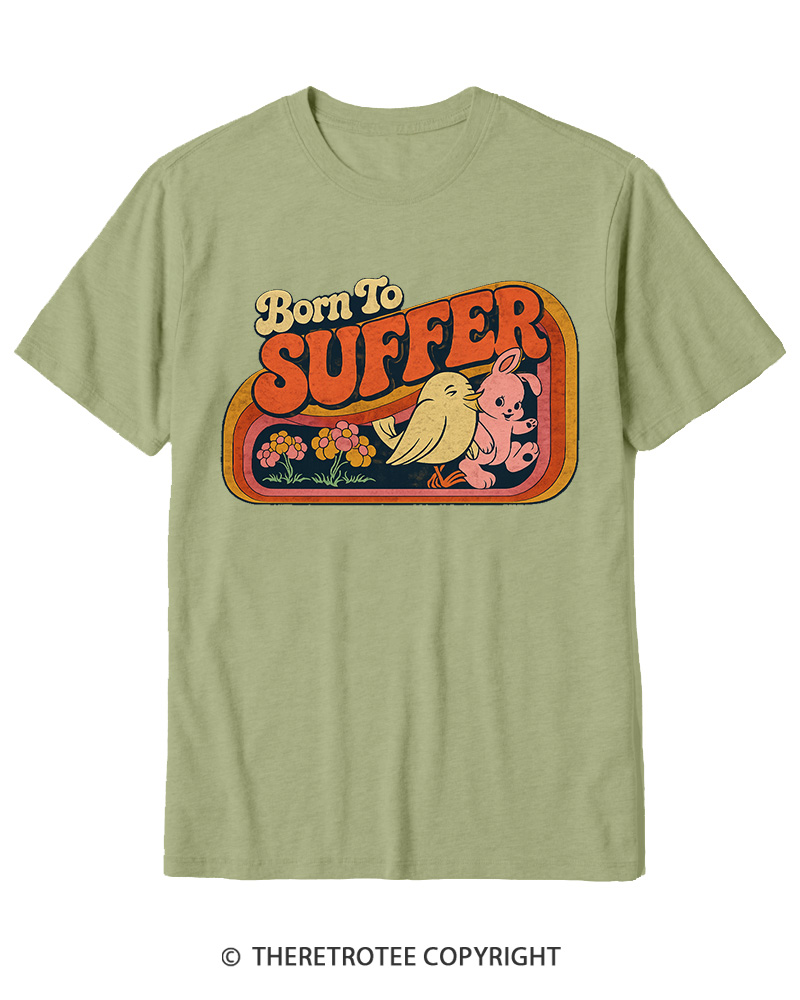 TheRetroTee Born to Suffer 1970s Cotton T-Shirt