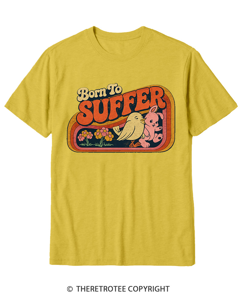 TheRetroTee Born to Suffer 1970s Cotton T-Shirt