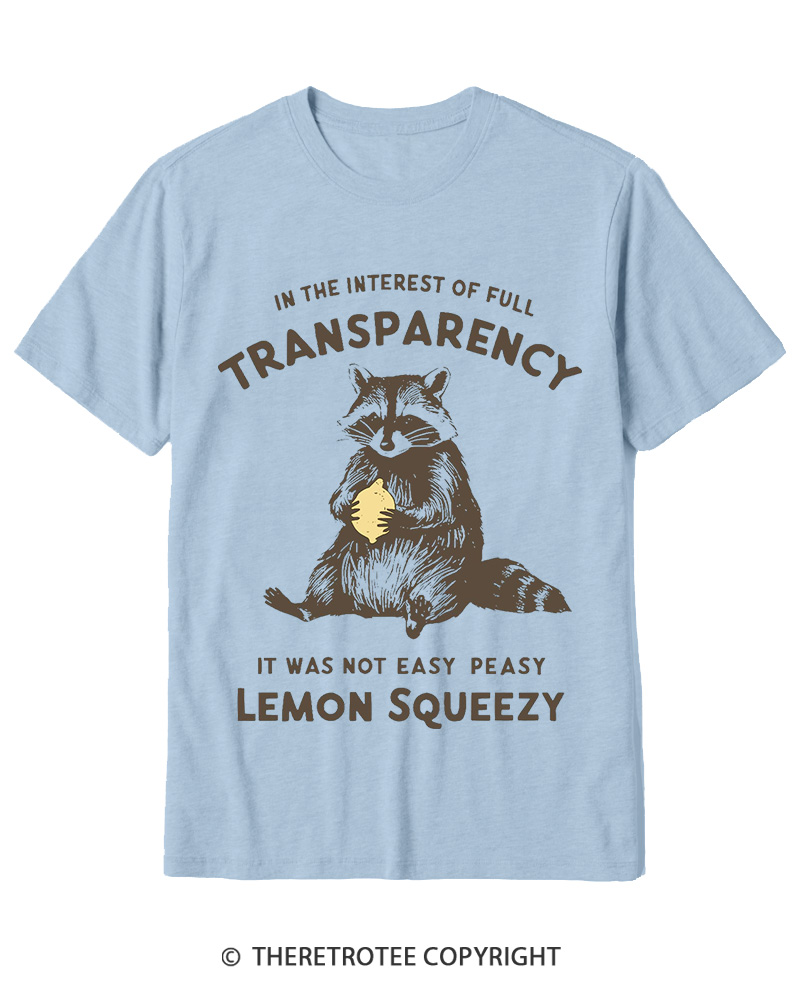 TheRetroTee It Was Not Easy Peasy Lemon Squeezy Raccoon 1970s Cotton T-Shirt