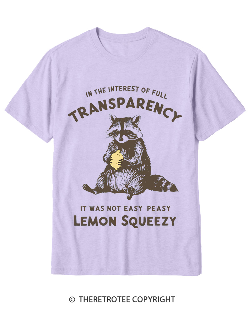 TheRetroTee It Was Not Easy Peasy Lemon Squeezy Raccoon 1970s Cotton T-Shirt
