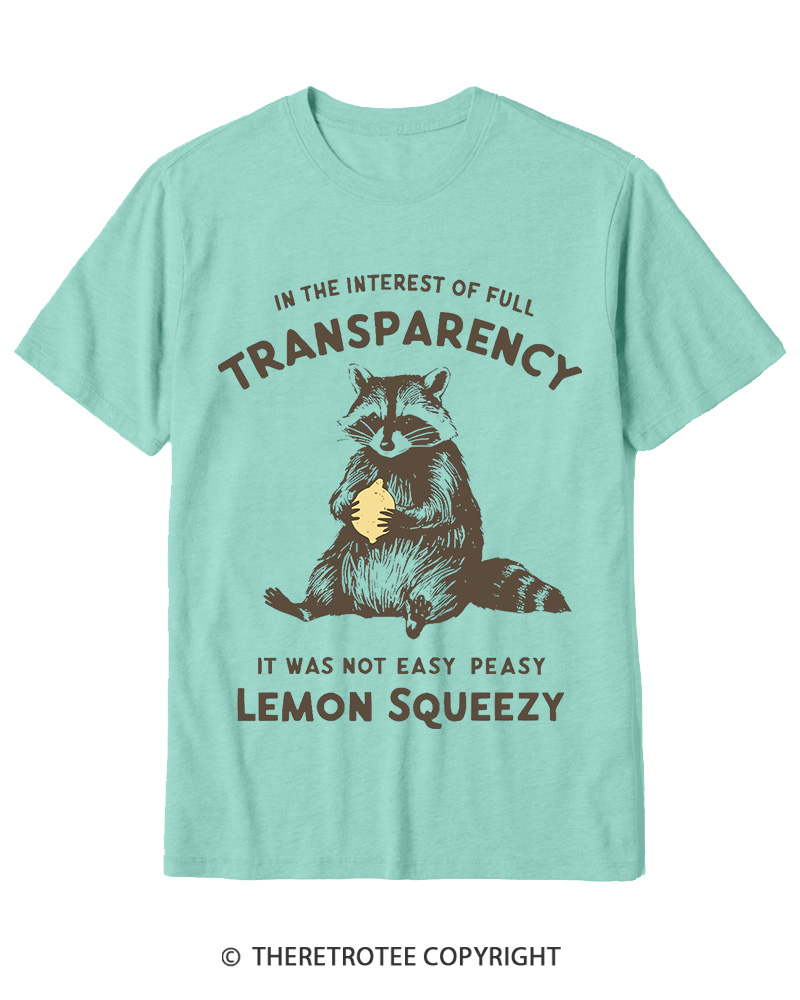 TheRetroTee It Was Not Easy Peasy Lemon Squeezy Raccoon 1970s Cotton T-Shirt