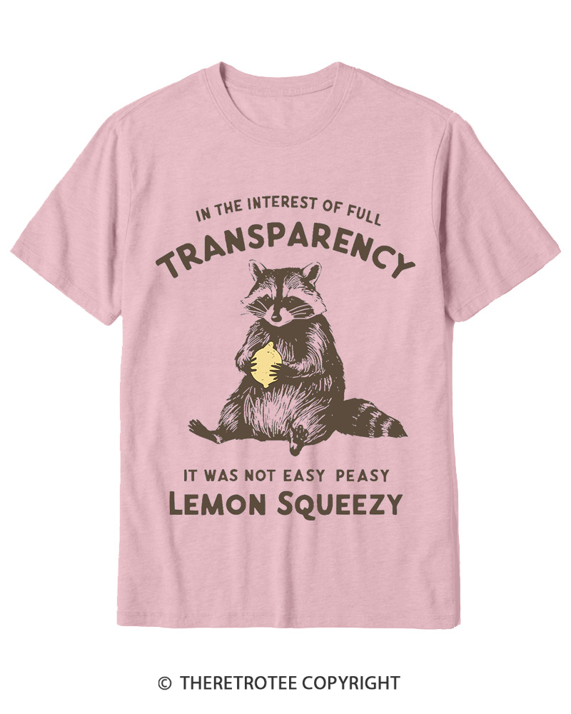 TheRetroTee It Was Not Easy Peasy Lemon Squeezy Raccoon 1970s Cotton T-Shirt