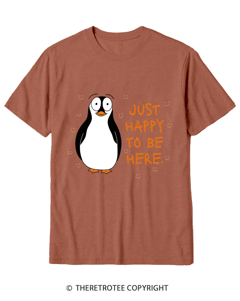 TheRetroTee Just Happy to Be Here Cotton T-Shirt