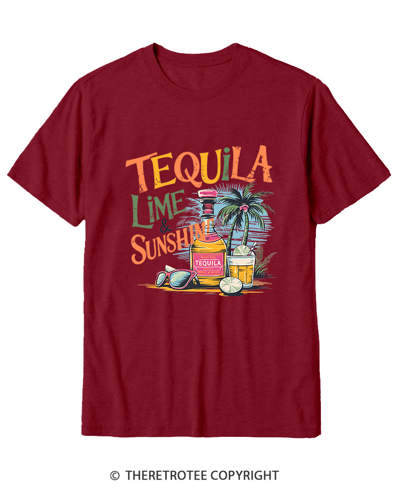 TheRetroTee Tequila Lime Sunshine 1980s Cotton T-Shirt