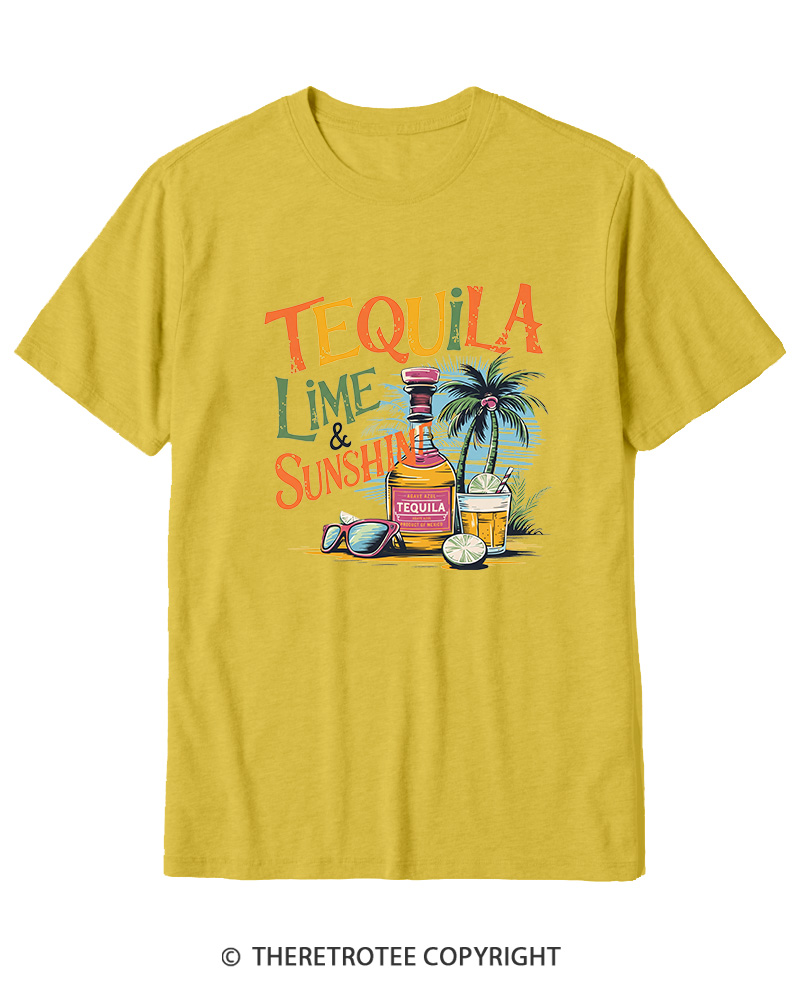 TheRetroTee Tequila Lime Sunshine 1980s Cotton T-Shirt