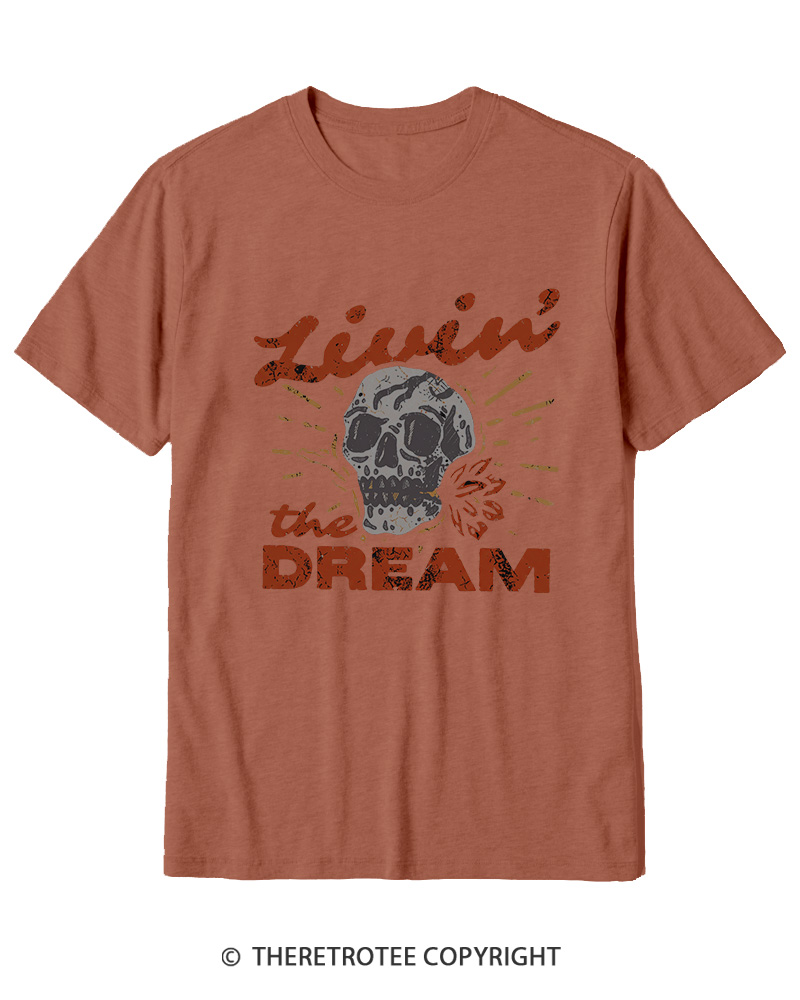 TheRetroTee Livin' the Dream 1980s Cotton T-Shirt