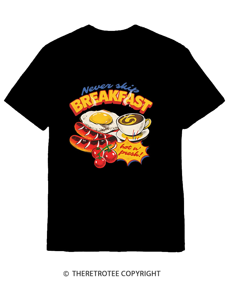 TheRetroTee Never Skip Breakfast 1960s Cotton T-Shirt