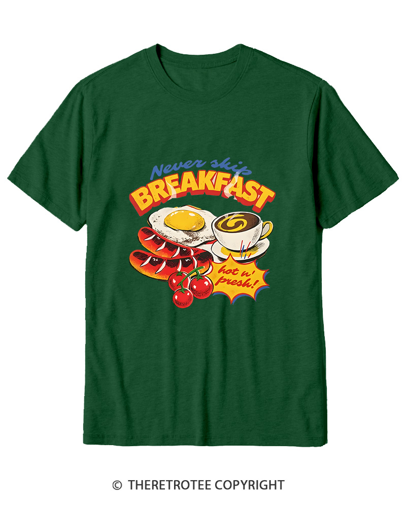 TheRetroTee Never Skip Breakfast 1960s Cotton T-Shirt