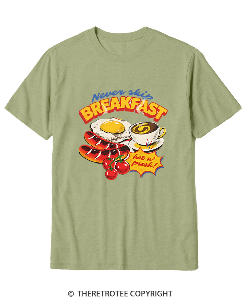 TheRetroTee Never Skip Breakfast 1960s Cotton T-Shirt