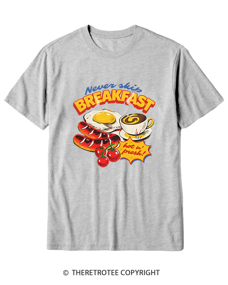 TheRetroTee Never Skip Breakfast 1960s Cotton T-Shirt