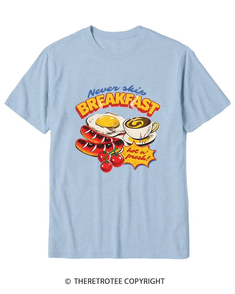 TheRetroTee Never Skip Breakfast 1960s Cotton T-Shirt