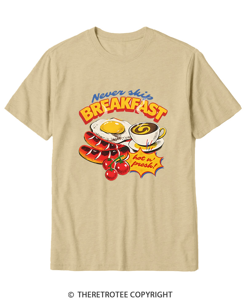 TheRetroTee Never Skip Breakfast 1960s Cotton T-Shirt