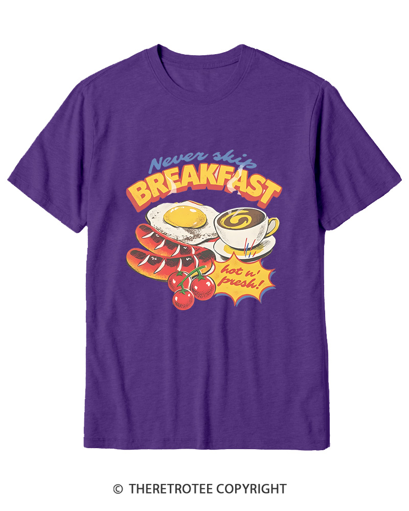 TheRetroTee Never Skip Breakfast 1960s Cotton T-Shirt
