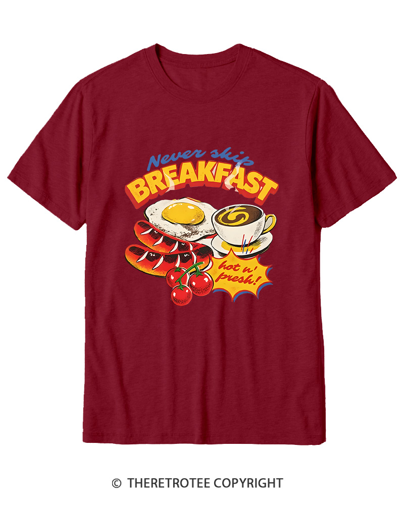 TheRetroTee Never Skip Breakfast 1960s Cotton T-Shirt