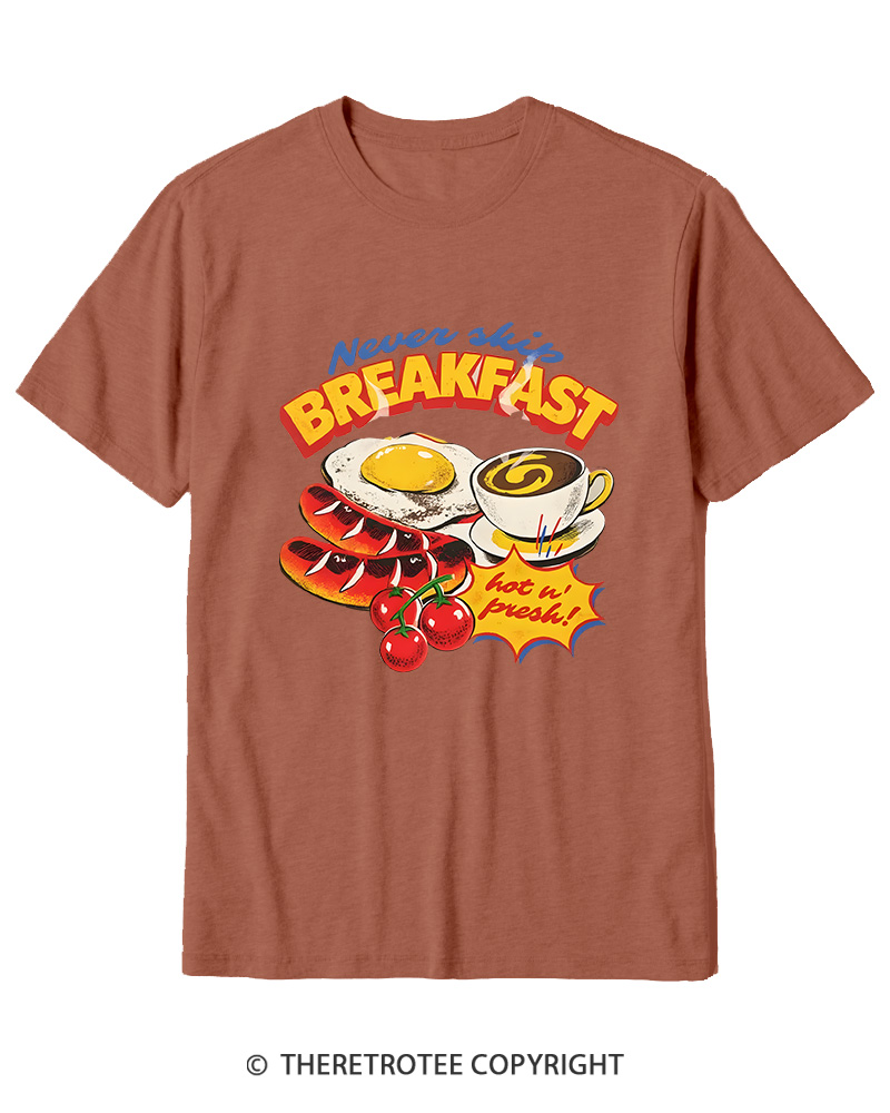 TheRetroTee Never Skip Breakfast 1960s Cotton T-Shirt