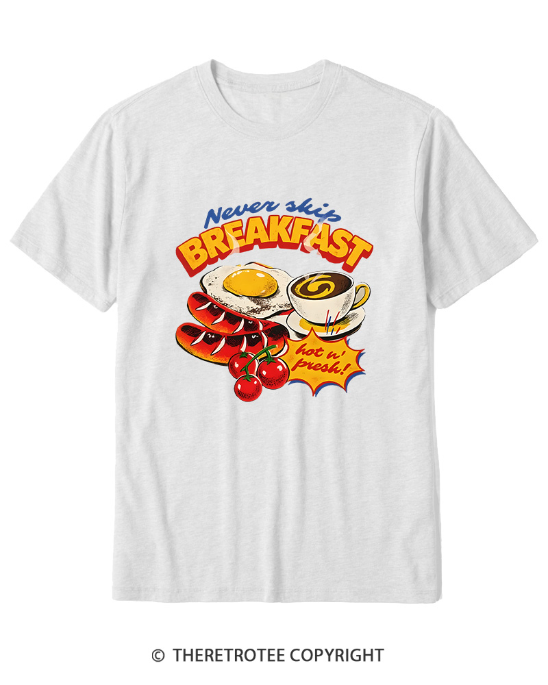 TheRetroTee Never Skip Breakfast 1960s Cotton T-Shirt