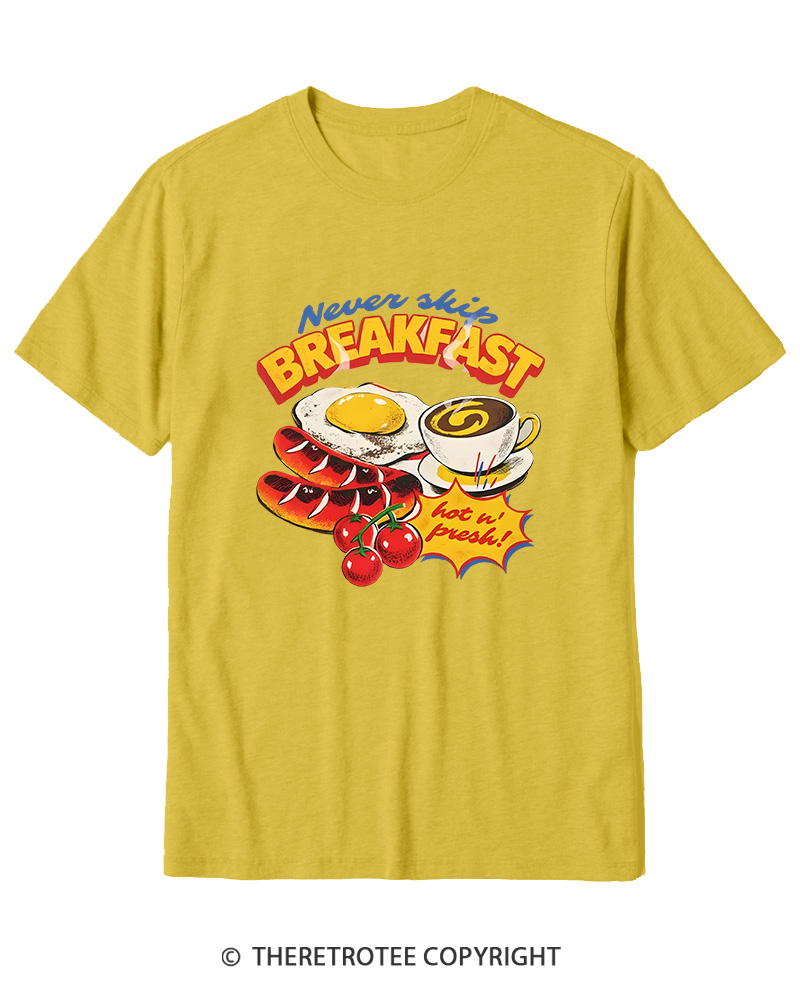 TheRetroTee Never Skip Breakfast 1960s Cotton T-Shirt