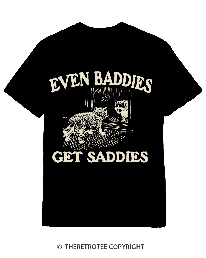 TheRetroTee Even Baddies Get Saddies 1970s Cotton T-Shirt