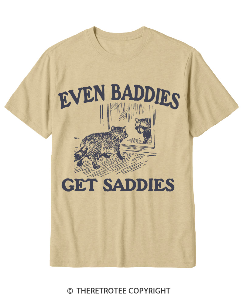 TheRetroTee Even Baddies Get Saddies 1970s Cotton T-Shirt