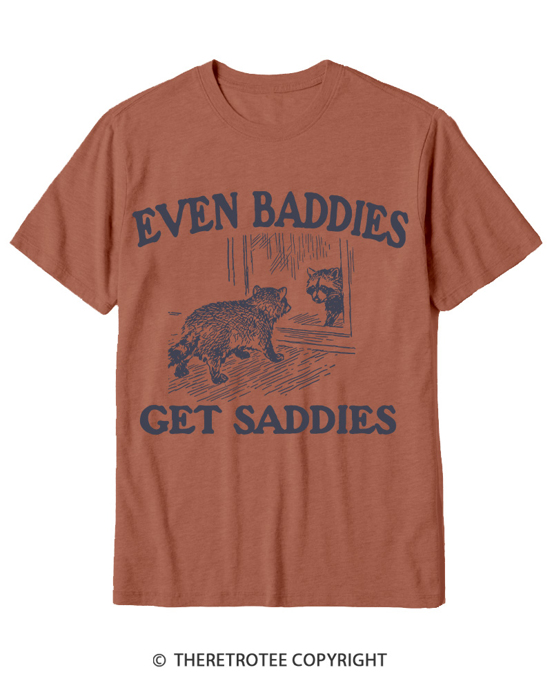 TheRetroTee Even Baddies Get Saddies 1970s Cotton T-Shirt