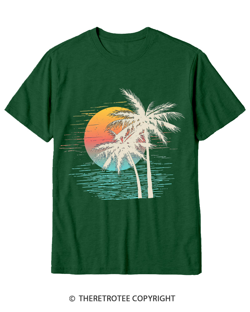 TheRetroTee Tropical Sunset 1970s Cotton T-Shirt