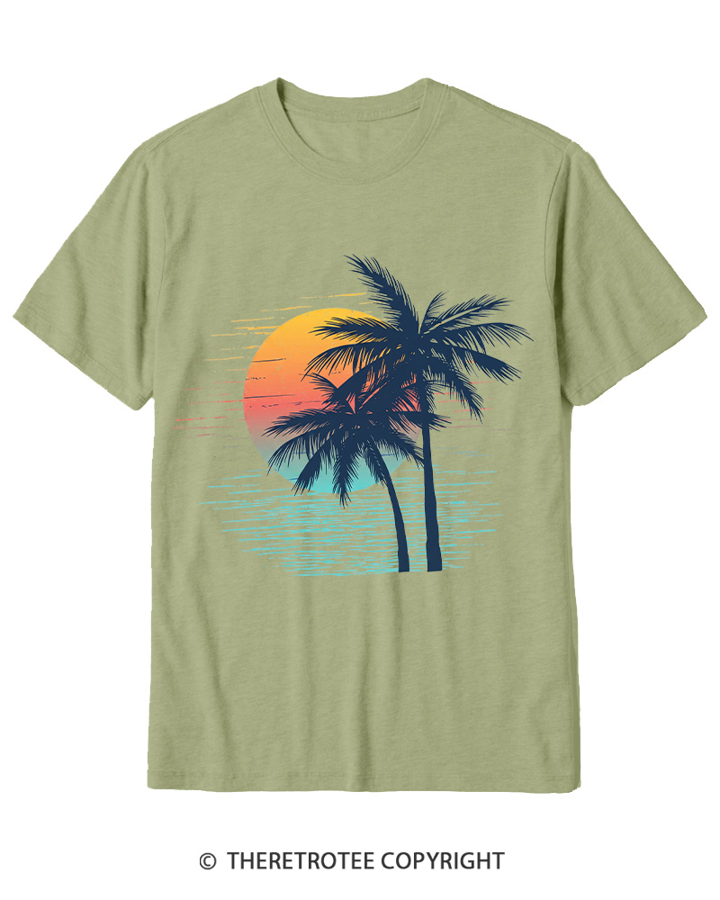 TheRetroTee Tropical Sunset 1970s Cotton T-Shirt