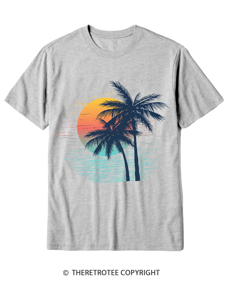 TheRetroTee Tropical Sunset 1970s Cotton T-Shirt