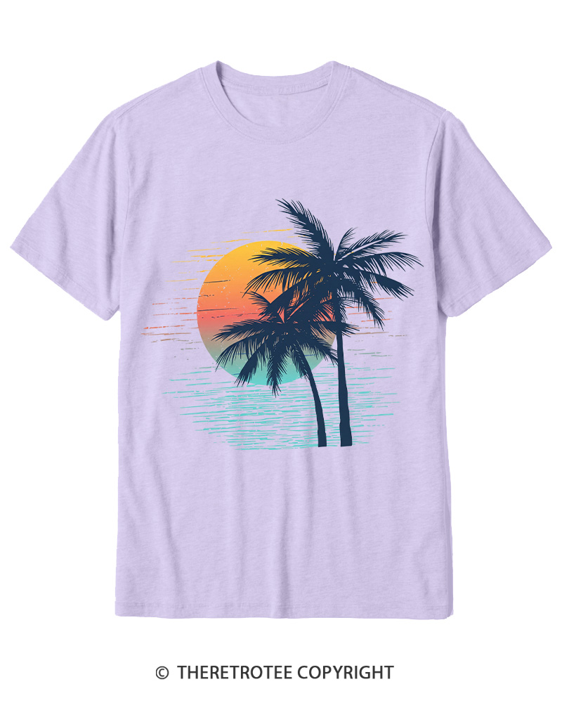 TheRetroTee Tropical Sunset 1970s Cotton T-Shirt
