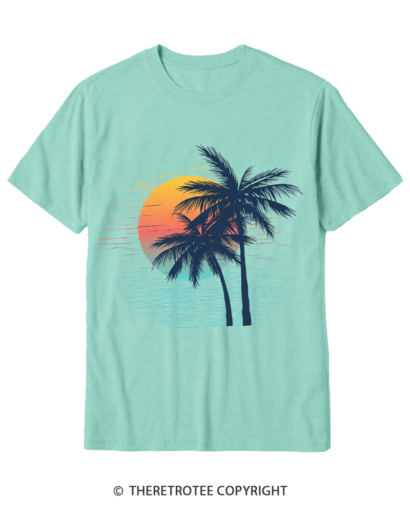 TheRetroTee Tropical Sunset 1970s Cotton T-Shirt