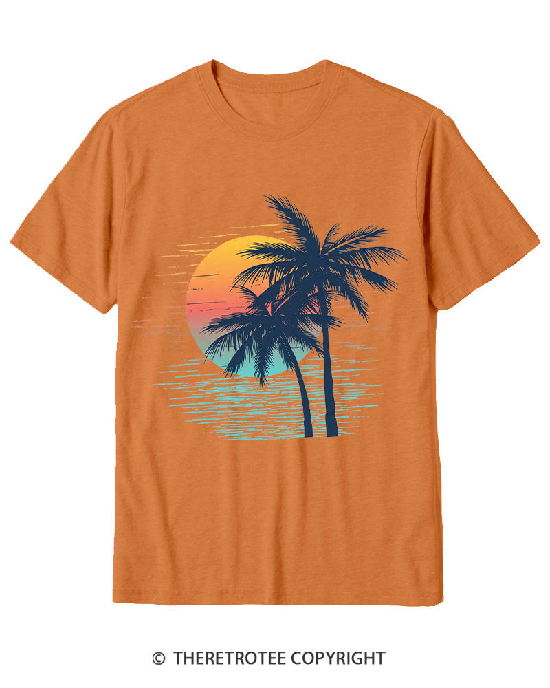 TheRetroTee Tropical Sunset 1970s Cotton T-Shirt