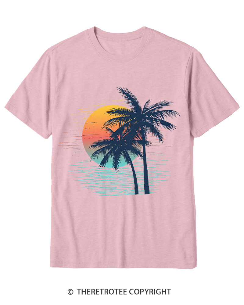 TheRetroTee Tropical Sunset 1970s Cotton T-Shirt