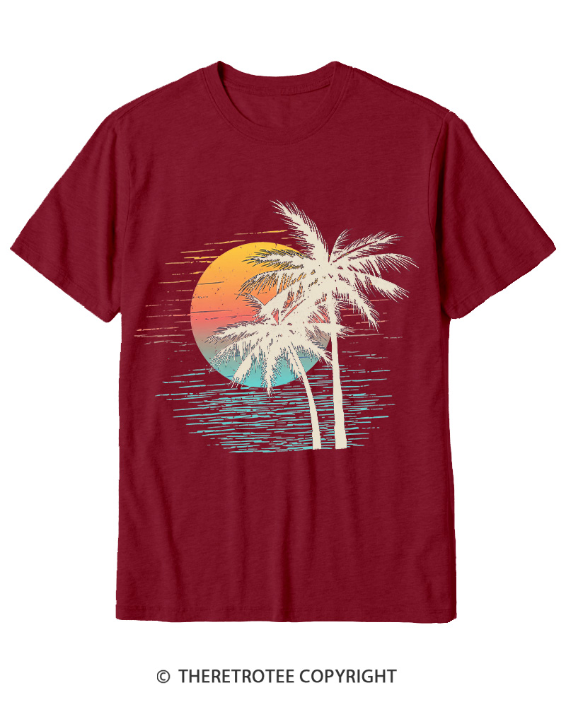 TheRetroTee Tropical Sunset 1970s Cotton T-Shirt