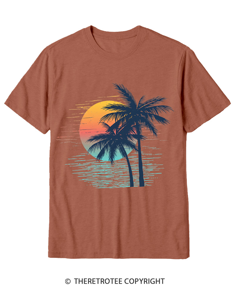 TheRetroTee Tropical Sunset 1970s Cotton T-Shirt
