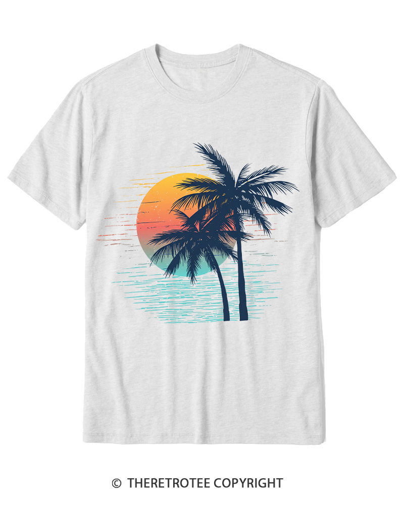 TheRetroTee Tropical Sunset 1970s Cotton T-Shirt