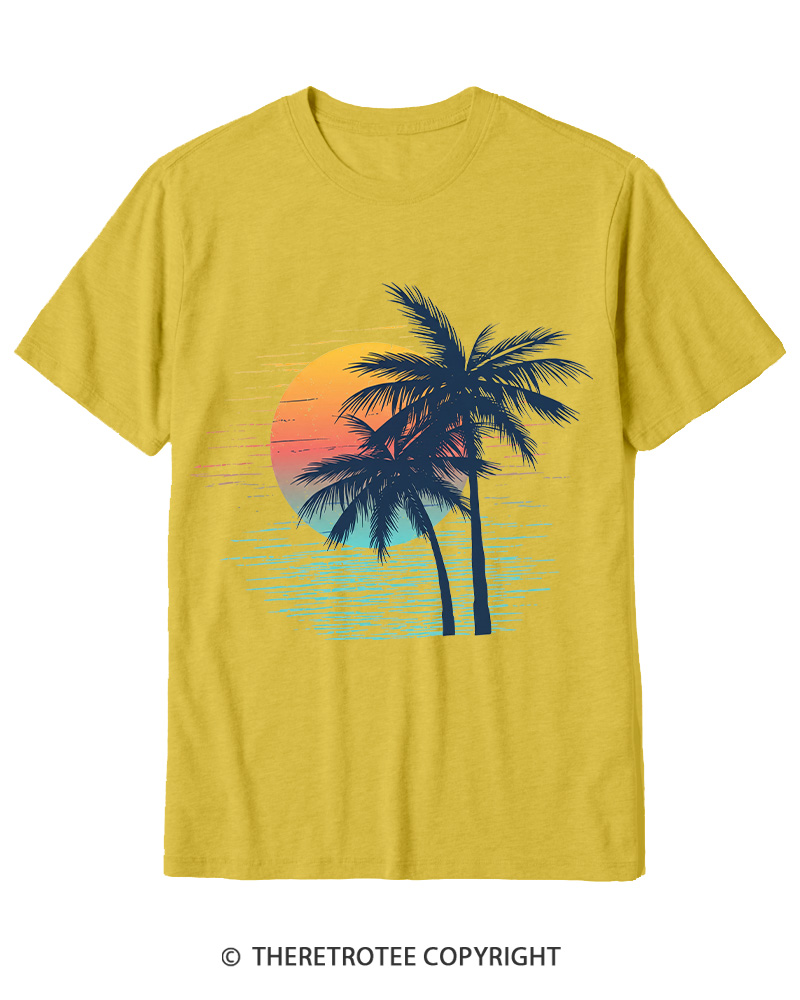 TheRetroTee Tropical Sunset 1970s Cotton T-Shirt