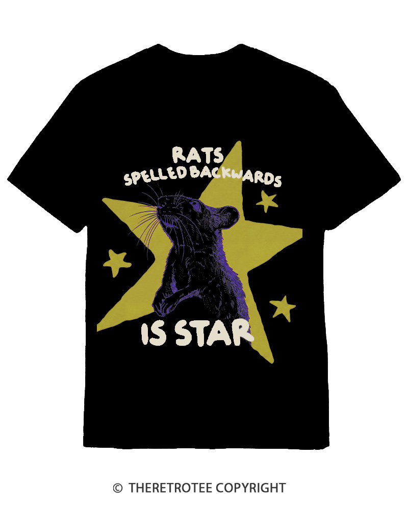 TheRetroTee Rats Spelled Backwards is Star 1990s Cotton T-Shirt