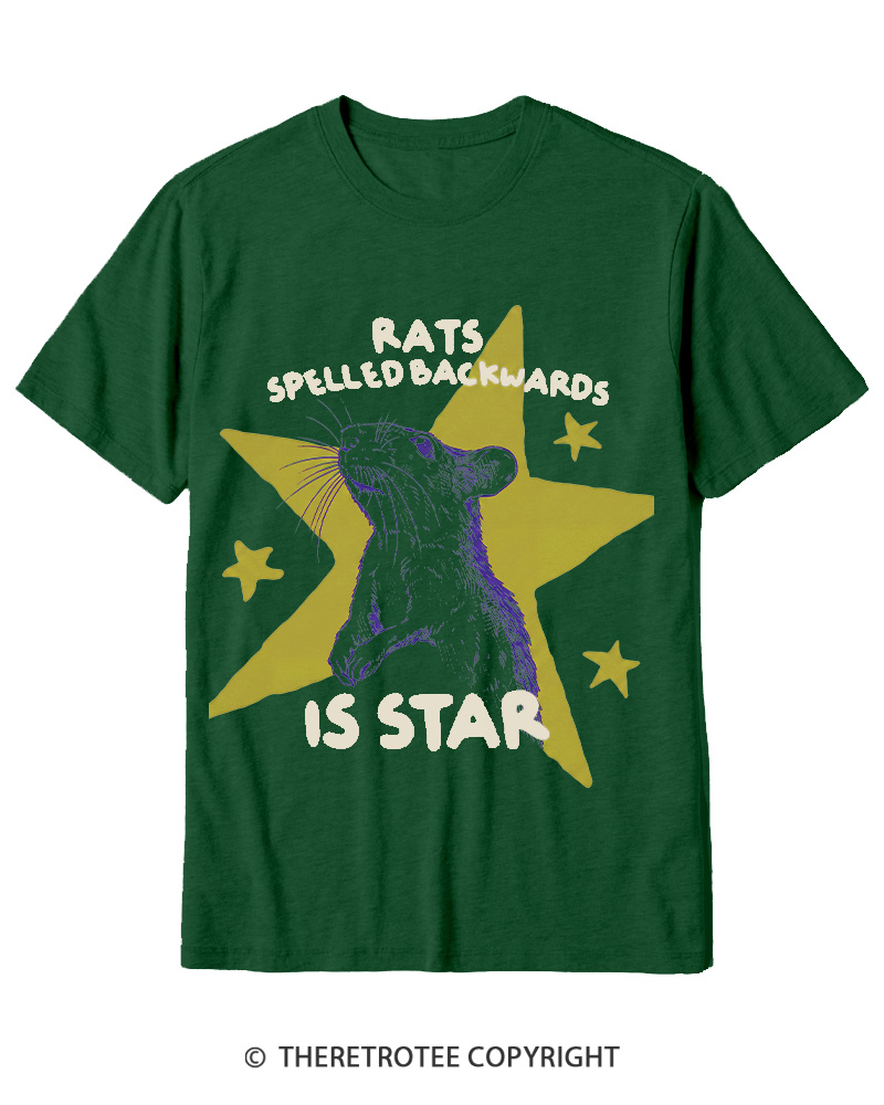 TheRetroTee Rats Spelled Backwards is Star 1990s Cotton T-Shirt